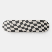 Retro Aesthetic Black White Wavy Checkerboard Skateboard (Horizontaal)