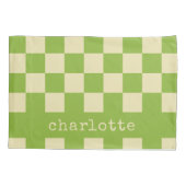 Retro Aesthetic Checkerboard Patroon Naam Groen Kussensloop (Achterkant)