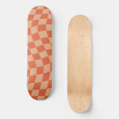 Retro Aesthetic Vibrant Peach Orange Checkerboard Skateboard (Voorkant)