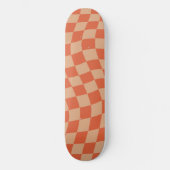 Retro Aesthetic Vibrant Peach Orange Checkerboard Skateboard (Voorkant)