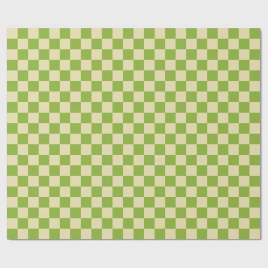 Retro Aesthetisch Checkerboard Patroon Groen wit Cadeaupapier (Vlak)