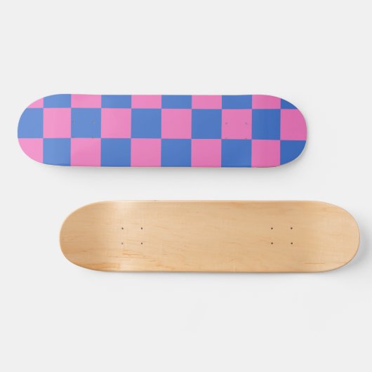 Retro Aesthetisch Checkerboard Patroze en Blauw Skateboard (Horizontaal)