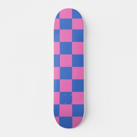 Retro Aesthetisch Checkerboard Patroze en Blauw Skateboard (Voorkant)