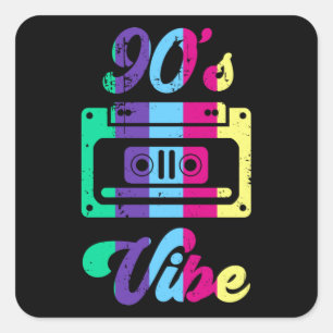Retro Aesthetisch Costume Party 90s Vibe Outfit Vierkante Sticker