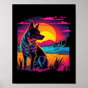 Retro Aesthetische Australische hond 17 Poster