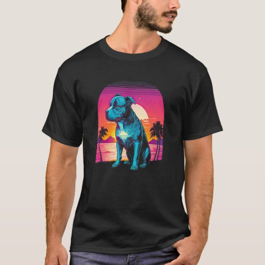 Retro Aesthetische Pit Bull Dog T-shirt (Voorkant)