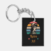 "Retro AF" Funny Rainbow Sleutelhanger (Voorkant Links)