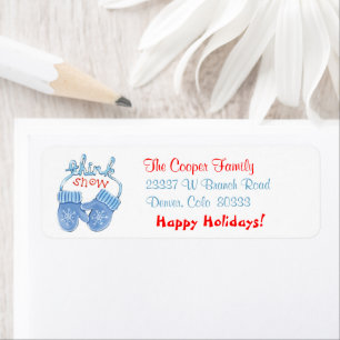 Retro Afbeelding Snow Mittens Return-adres Etiket