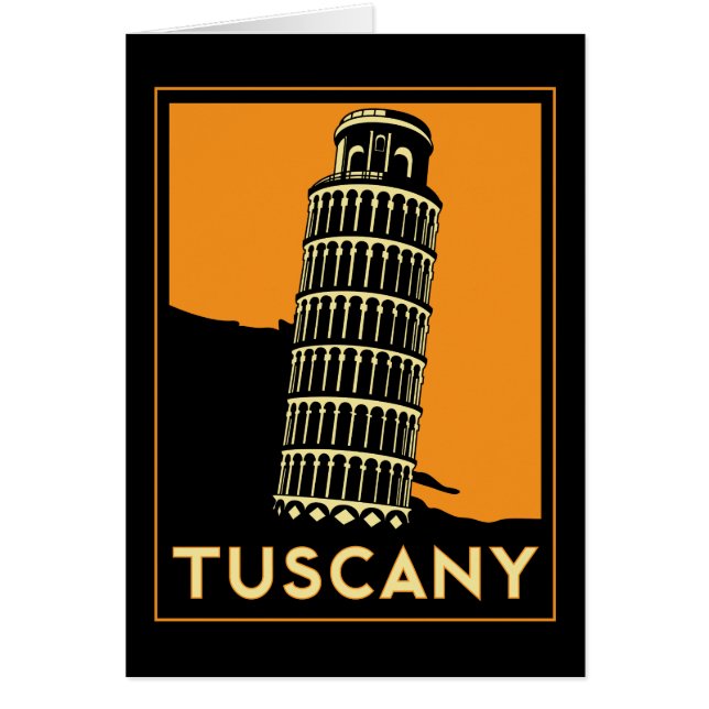 Rétro affiche de voyage d'art déco de la Toscane (Devant)