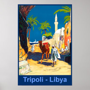 Rétro affiche de voyage de Tripoli, Libye