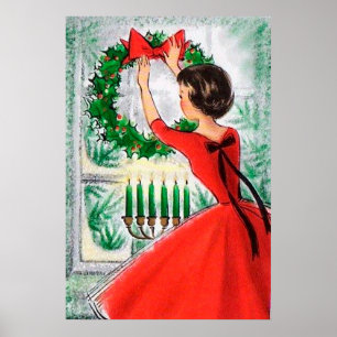 Rétro affiche vintage de décor de dame et de