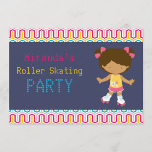 Retro African American Roller Skating Party Kaart