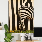 Retro African Mountain Zebra - Deel 1 Poster (Thuiskantoor)