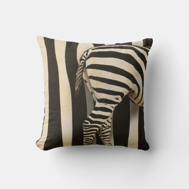 Retro African Mountain Zebra Throw Cushion Kussen (Voorkant)