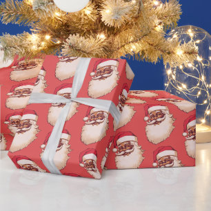 Retro Afrikaans Amerikaans Zwart Santa gezicht Ker Cadeaupapier