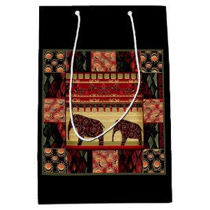 Retro afrikaanse afdruk met olifanten medium cadeauzakje