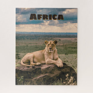 Retro Afrikaanse Leeuw Schilderachtig Legpuzzel