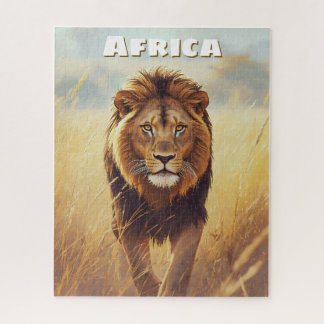 Retro Afrikaanse Leeuw Schilderachtig Legpuzzel