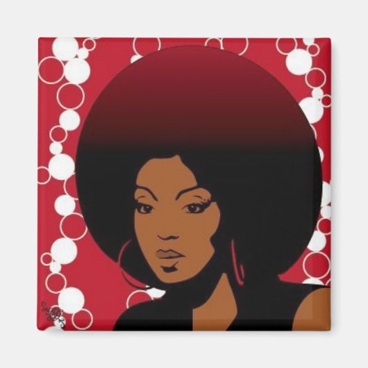 Retro Afro Magnet Magneet (Voorkant)