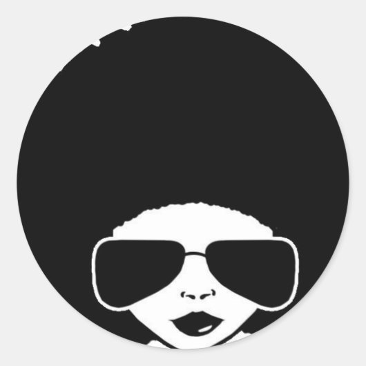 retro Afro meisje Ronde Sticker (Voorkant)