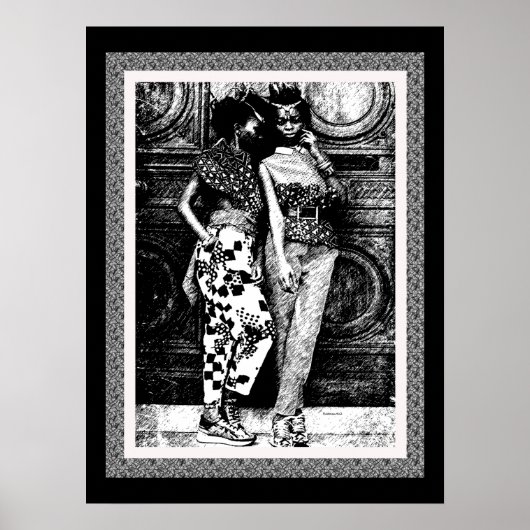 Retro Afro Pop Art Mode Poster (Voorkant)