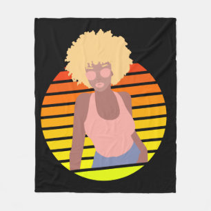 RETRO AFRO QUEEN - AFRO AMERIKAANSE QUEEN FLEECE DEKEN