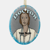 Retro Afro vrouw Doctor aangepaste naam ornament (Rechts)