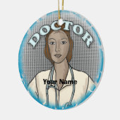 Retro Afro vrouw Doctor aangepaste naam ornament (Links)