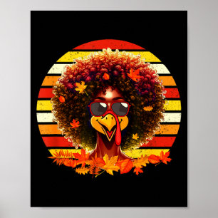 Retro Afro Vrouw Turkije Thanksgiving Trots Poster