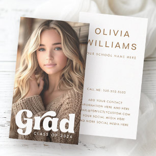 Retro afstudeerder student afstuderen netwerkfoto visitekaartje