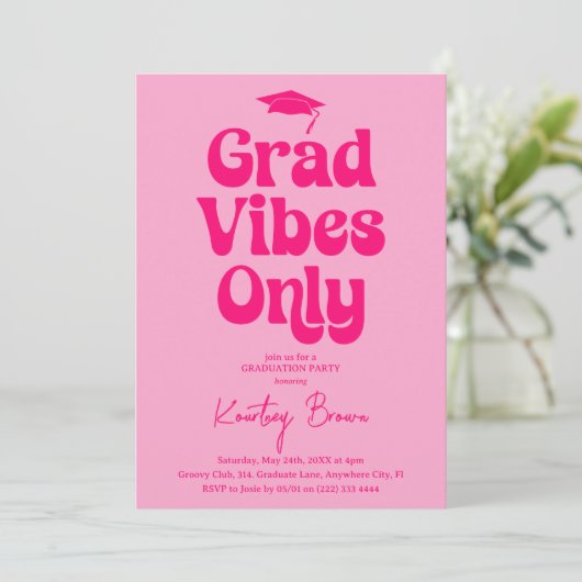 Retro Afstudeerder Vibes alleen afstudeerfeest Kaart (Staand voorkant)