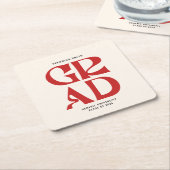 Retro-Afstudeerder Vierkante Kartonnen Onderzetter (Schuin)