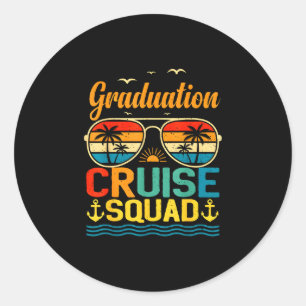 Retro afstudeervaart squad zonnebril ronde sticker