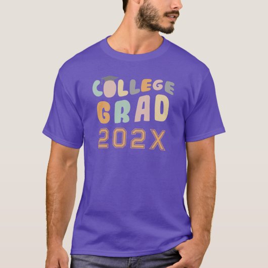 Retro Afstuderen 2024 Paarse Custom T-shirt (Voorkant)