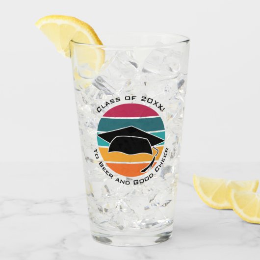 Retro Afstuderen Afstuderen Pet Mortarboard Glas (Voorkant ijs)