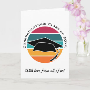 Retro Afstuderen Afstuderen Pet Mortarboard Kaart