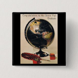 Retro Afstuderen Card Vierkante Button 5,1 Cm