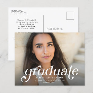 Retro afstuderen eenvoudige afstuderen-uitnodiging briefkaart