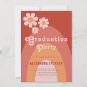 Retro  Afstuderen Partij Peach Daisy Kaart (Voorkant)