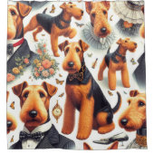 Retro Airedale Terrier Naadloos Douchegordijn (Voorkant)