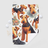 Retro Airedale Terrier Naadloos Golfhanddoek (Insitu)