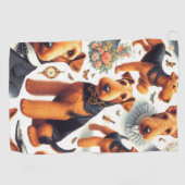 Retro Airedale Terrier Naadloos Golfhanddoek (Horizontaal)