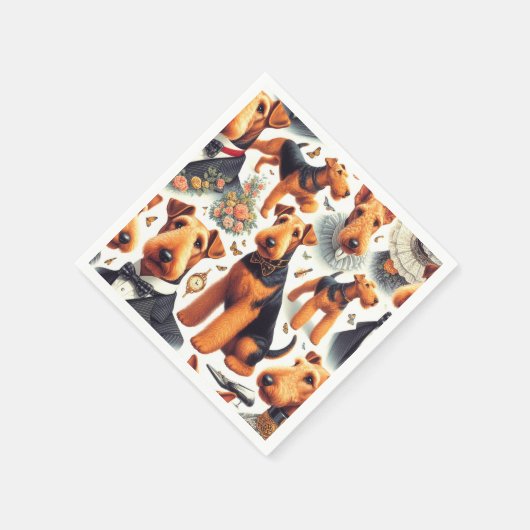 Retro Airedale Terrier Naadloos Servet (Hoek)