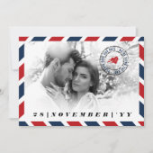 Retro Airmail Postal Photo Destination Wedding Save The Date (Voorkant)