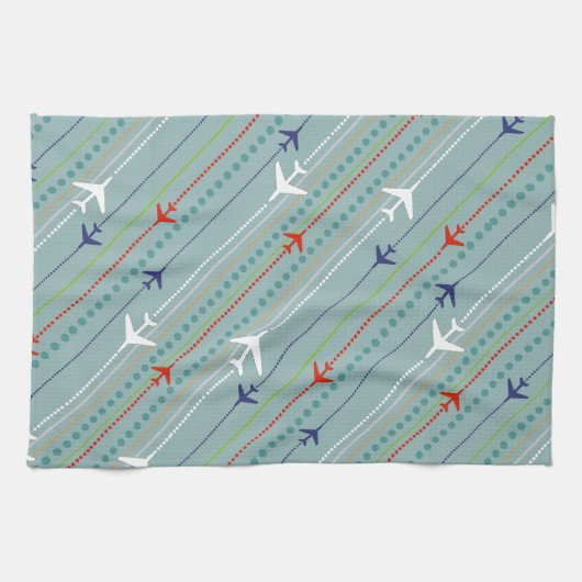 Retro Airplane Pattern Kitchen Towel Theedoek (Horizontaal)