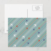 Retro Airplane Pattern Postcard Briefkaart (Voorkant / Achterkant)