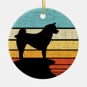 Retro Akita Hondenpuppy Eigenaar Liefhebber Moede Keramisch Ornament