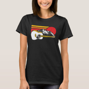 Retro Akoestische Gitaar Bergen Zon Surf Stijl Gra T-shirt