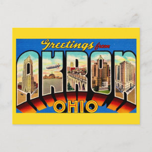 Retro Akron Ohio Groet  Briefkaart