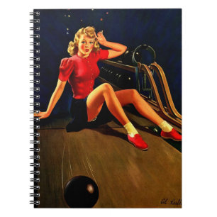  Retro Al Buell Bowling Pin-up Girl Notitieboek